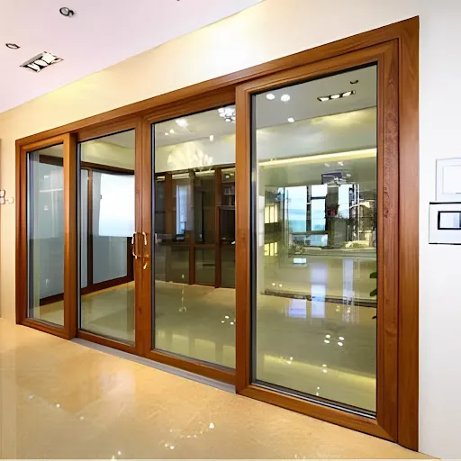 Cửa kính cường lực khung gỗ